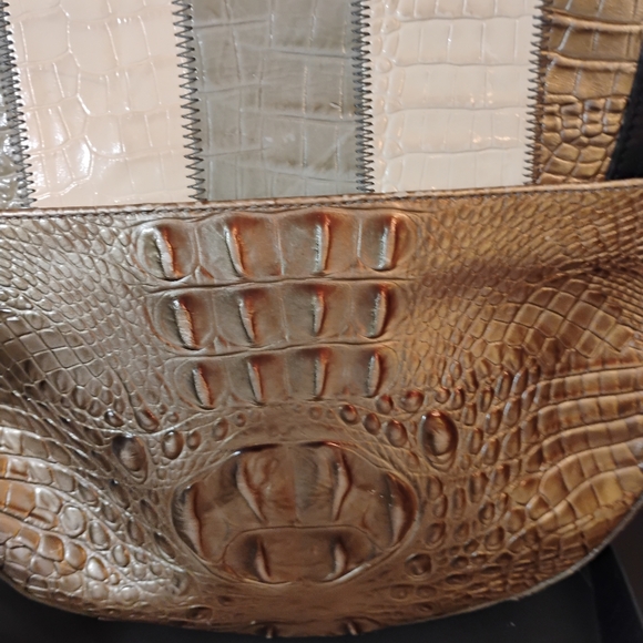 Brahmin Leather Croc Patchwork Shoulder Purse - Picture 12 of 16